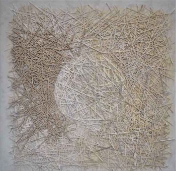 Mounds Shredded exposed photographic. 81.5 x 81.5cm x 2kg paper on board 